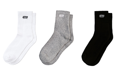 Astro : 3-Pack Embroidered Logo Socks Box Set (White-Grey-Black ...